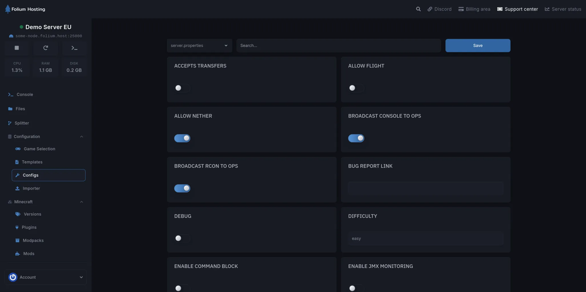 Game panel interface 6